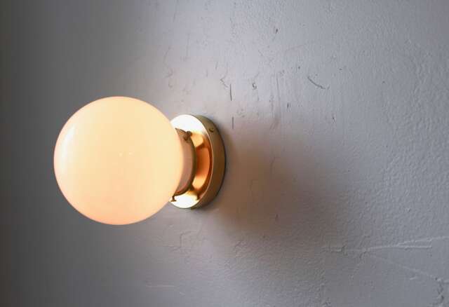 Wall Sconce Lamp, Brass Flush Mount Lighting Fixture, White 6 - image 1