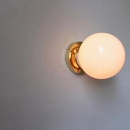 Wall Sconce Lamp, Brass Flush Mount Lighting Fixture, White 6 - thumbnail 3