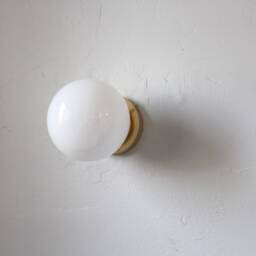 Wall Sconce Lamp, Brass Flush Mount Lighting Fixture, White 6 - thumbnail 4