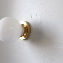 Wall Sconce Lamp, Brass Flush Mount Lighting Fixture, White 6 - thumbnail 2