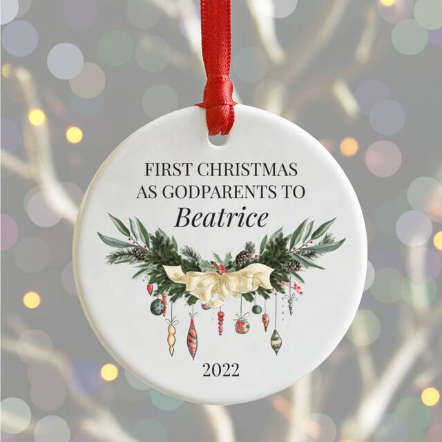 Personalised Garland Christmas Ornament For Godparents Or Relatives - image 1