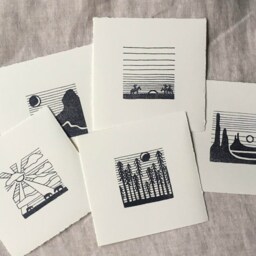 Mississippi No. 1, Farming Print, Black & White Art, Minimal Horizon, Tiny Prints, 4x4 Minimalist Illustration - thumbnail 2