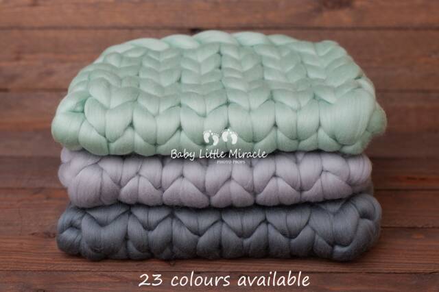 Exclusive Quality Chunky Wool Blanket, Mint Photo Prop, Newborn Prop, Newborn Props, Baby - image 1