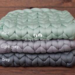Exclusive Quality Chunky Wool Blanket, Mint Photo Prop, Newborn Prop, Newborn Props, Baby - thumbnail 3