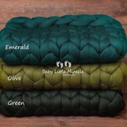 Exclusive Quality Chunky Wool Blanket, Mint Photo Prop, Newborn Prop, Newborn Props, Baby - thumbnail 4