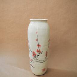 Bamboo Brush Quince Blossom Vase // Handmade Ceramic Pottery - thumbnail 3