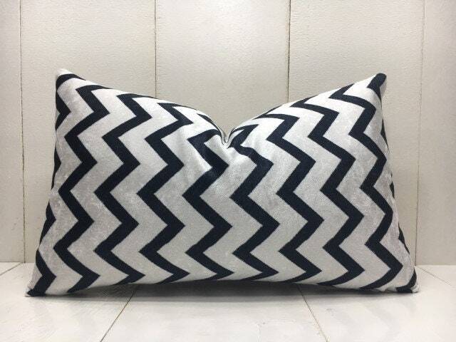 Ikat Silk Pillow Cover 12x20, Hand-Dyed Chevron Accent - image 1