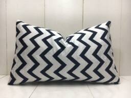 Ikat Silk Pillow Cover 12x20, Hand-Dyed Chevron Accent - thumbnail 1