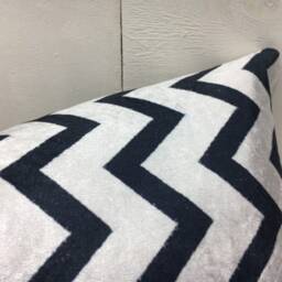 Ikat Silk Pillow Cover 12x20, Hand-Dyed Chevron Accent - thumbnail 2