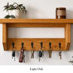 Handmade Pine Key Rack With Shelf, 6 Hooks, Dog Lead Holder - 5 Finishes - thumbnail 2