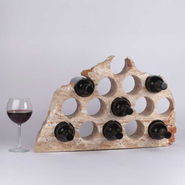 Handmade Travertine Wine Bottle Holder Unique Rack - image 1