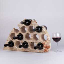 Handmade Travertine Wine Bottle Holder Unique Rack - thumbnail 2