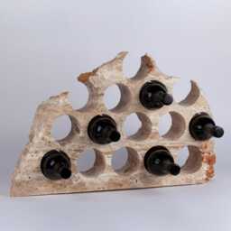 Handmade Travertine Wine Bottle Holder Unique Rack - thumbnail 3