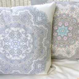 Grey & White Medallion Pillow Cover, Ronnie Gold Designer Fabric - thumbnail 4