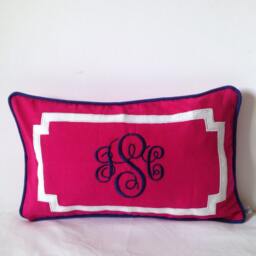 Monogram Embroidered Personalized Modern Lumbar Pillows For Graduation Preppy Room Decor Gift Her - thumbnail 2