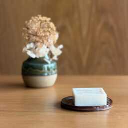 Handmade Stoneware Soap Dish - Burgundy Blue Glaze Pottery Bathroom Accessory - thumbnail 3