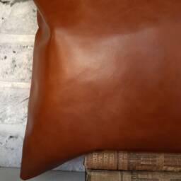 Cognac Faux Leather Pillow Cover Modern Scandinavian Home Decor - thumbnail 3