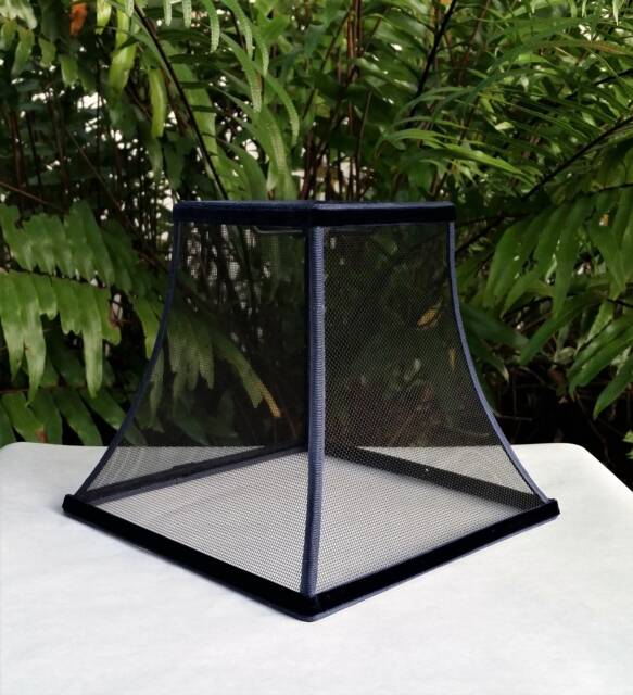 Wire Mesh Lampshade, Black, Blue Trim Lamp Shade - image 1