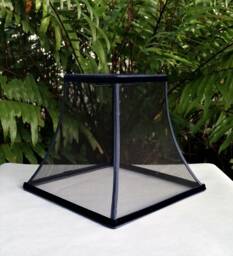 Wire Mesh Lampshade, Black, Blue Trim Lamp Shade - thumbnail 1