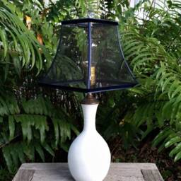 Wire Mesh Lampshade, Black, Blue Trim Lamp Shade - thumbnail 3