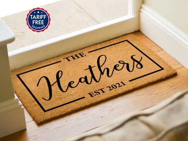 Housewarming Family Name Mat Gift - Best Selling Personalized Established Date Doormat Porch Decor Realtor New Home Custom Rug - image 1