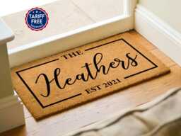 Housewarming Family Name Mat Gift - Best Selling Personalized Established Date Doormat Porch Decor Realtor New Home Custom Rug - thumbnail 1