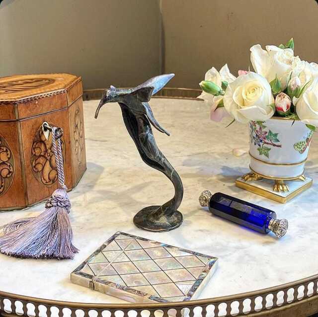 The Earth Has Music For Those That Listen.a Free Flowing Solid Bronze Hummingbird Sculpture With A Unique Patina & Golden Highlights - image 1
