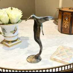 The Earth Has Music For Those That Listen.a Free Flowing Solid Bronze Hummingbird Sculpture With A Unique Patina & Golden Highlights - thumbnail 4