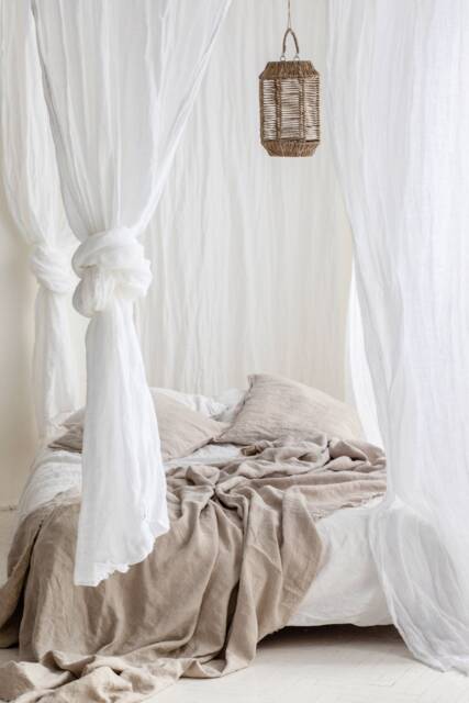 White Sheer Linen Curtains, Canopy Made Of Muslin, Perfect White Drapes - image 1