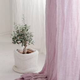 White Sheer Linen Curtains, Canopy Made Of Muslin, Perfect White Drapes - thumbnail 4
