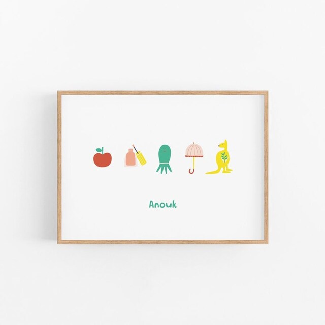 Letter Board Name Print - Personalized Bilingual Poster Cheeky Nursery Custom Letter Gender Neutral Playroom Art Alphabet Letters - image 1