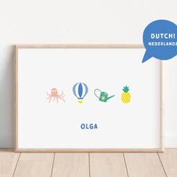 Letter Board Name Print - Personalized Bilingual Poster Cheeky Nursery Custom Letter Gender Neutral Playroom Art Alphabet Letters - thumbnail 2