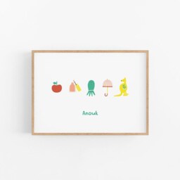 Letter Board Name Print - Personalized Bilingual Poster Cheeky Nursery Custom Letter Gender Neutral Playroom Art Alphabet Letters - thumbnail 1