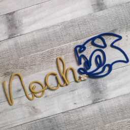 Personalized Sonic The Hedgehog Style Wire Name Sign. Bedroom, Gamer Room Wall Decor - thumbnail 1