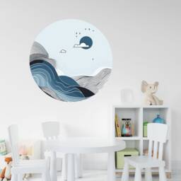Abstract Ocean Circle Wall Decal - Removable Stickers Art Peel & Stick Living Room Bedroom Decor - thumbnail 3