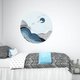 Abstract Ocean Circle Wall Decal - Removable Stickers Art Peel & Stick Living Room Bedroom Decor - thumbnail 2