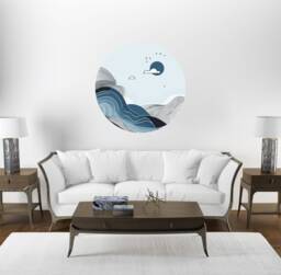 Abstract Ocean Circle Wall Decal - Removable Stickers Art Peel & Stick Living Room Bedroom Decor - thumbnail 1