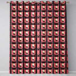 Dark Flamingo Moonlight Tropical Scene Seamless Pattern Exotic Bird Design Readymade Eyelet Ring Top Thermal 100% Blackout Curtains - thumbnail 2
