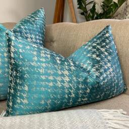 Modern Houndstooth Decorative Designer Pillow Teal Cushion Cover Double Sided Geometric High Quality Handmade