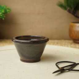 Handmade Red Black Mame Bonsai Pot. 7.5cm Diameter, 4.5cm High. G2535.2 - thumbnail 3