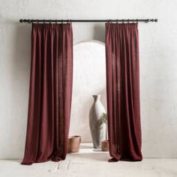 Pleated Linen Curtain Panel, Curtains, Pencil Pleat Window Drapes, Unlined, Privacy, Blackout Panels - thumbnail 2