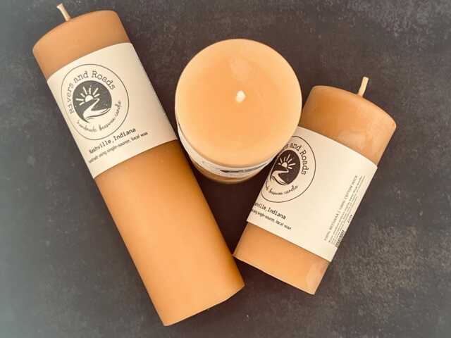 Handmade Beeswax Pillar Candle Natural Honey Scent, Cotton Wick - image 1