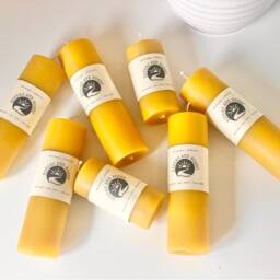 Handmade Beeswax Pillar Candle Natural Honey Scent, Cotton Wick - thumbnail 2