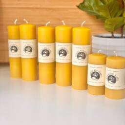 Handmade Beeswax Pillar Candle Natural Honey Scent, Cotton Wick - thumbnail 4