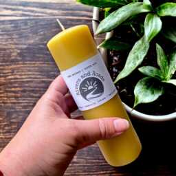 Handmade Beeswax Pillar Candle Natural Honey Scent, Cotton Wick - thumbnail 3