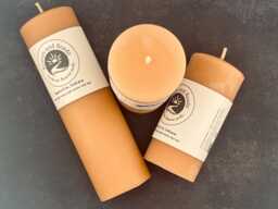 Handmade Beeswax Pillar Candle Natural Honey Scent, Cotton Wick - thumbnail 1