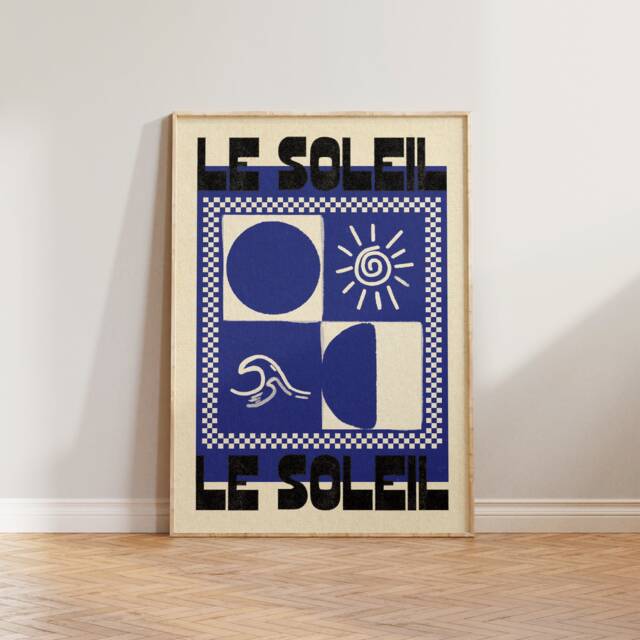 Mid Century Wall Art, Retro Print, Bedroom Le Soleil French Decor, Aesthetic Travel Prints, Summer Living Room Print - image 1
