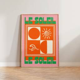 Mid Century Wall Art, Retro Print, Bedroom Le Soleil French Decor, Aesthetic Travel Prints, Summer Living Room Print - thumbnail 2