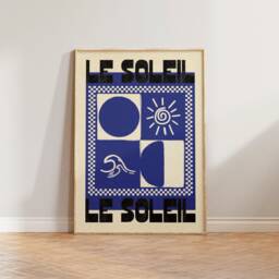 Mid Century Wall Art, Retro Print, Bedroom Le Soleil French Decor, Aesthetic Travel Prints, Summer Living Room Print - thumbnail 1