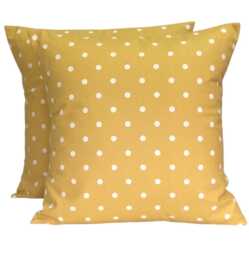 2 X Prestigious Textiles Full Stop Dotty Spotty Ochre Mustard Cushion Covers - thumbnail 1